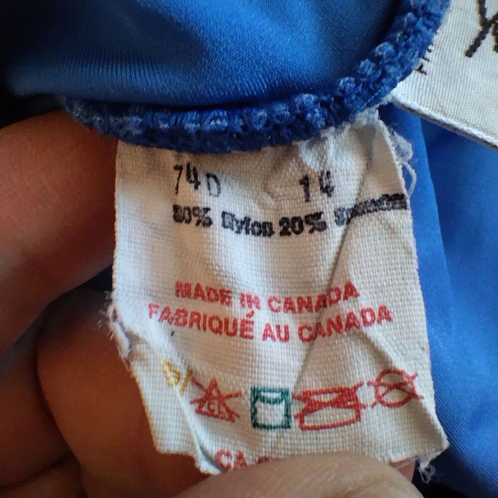 Yves Saint Laurent Blue One Piece Swimsuit Ruched Cross Front Halter 14 Luxury - Picture 5 of 5
